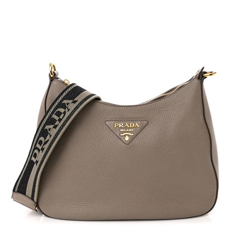 clay grey prada|PRADA Vitello Daino Soft Mini Zippered Shoulder Bag Clay Grey .